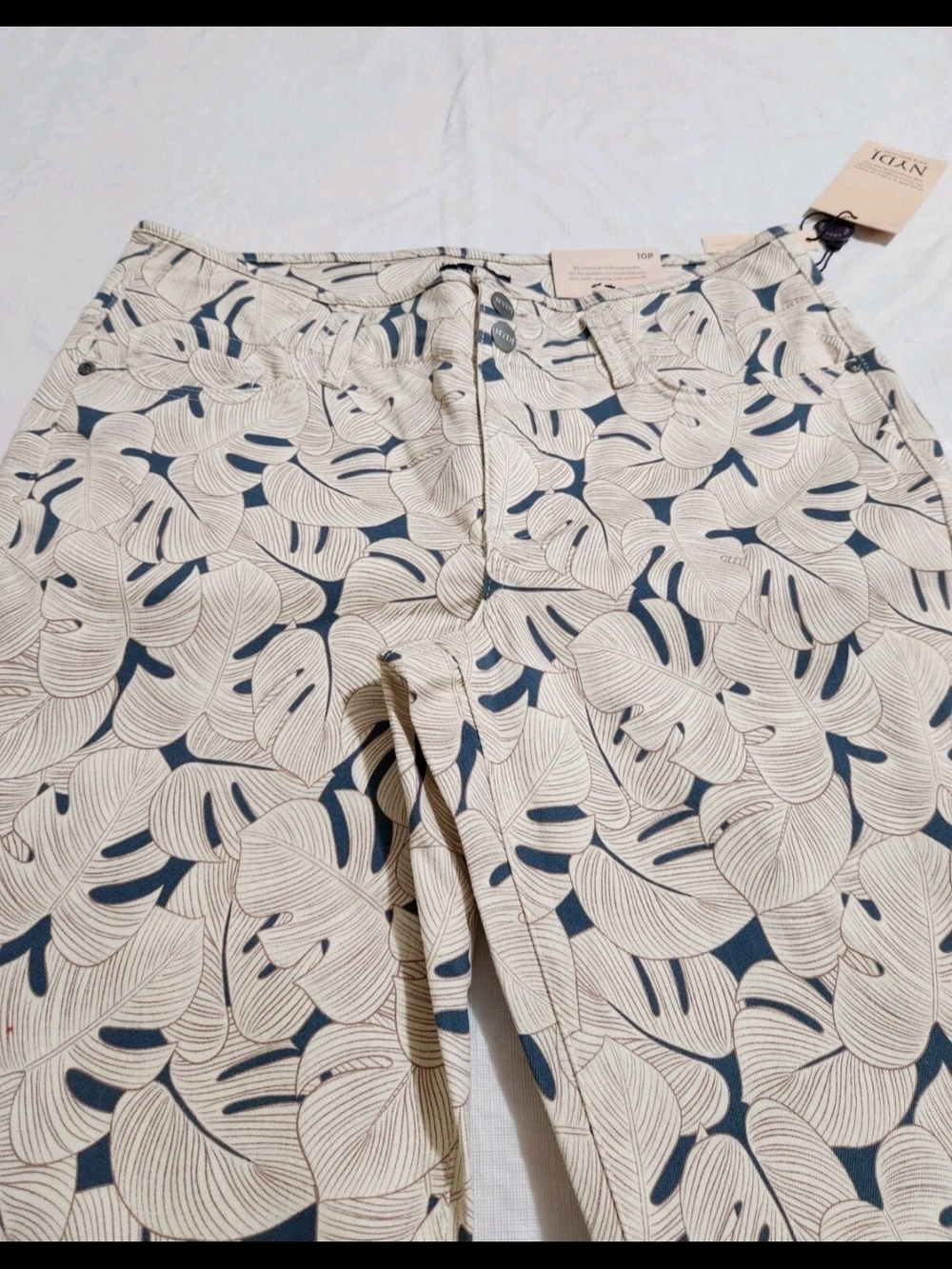 NYDJ Women's Jeans Size 10P Chloe Side Slit Capri Stretch Blue Multi  NWT 22 - Picture 4 of 11